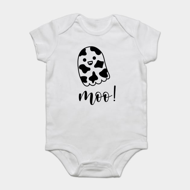 Ghost Cow, Moo I mean Boo Halloween Baby Bodysuit by Darksavage
